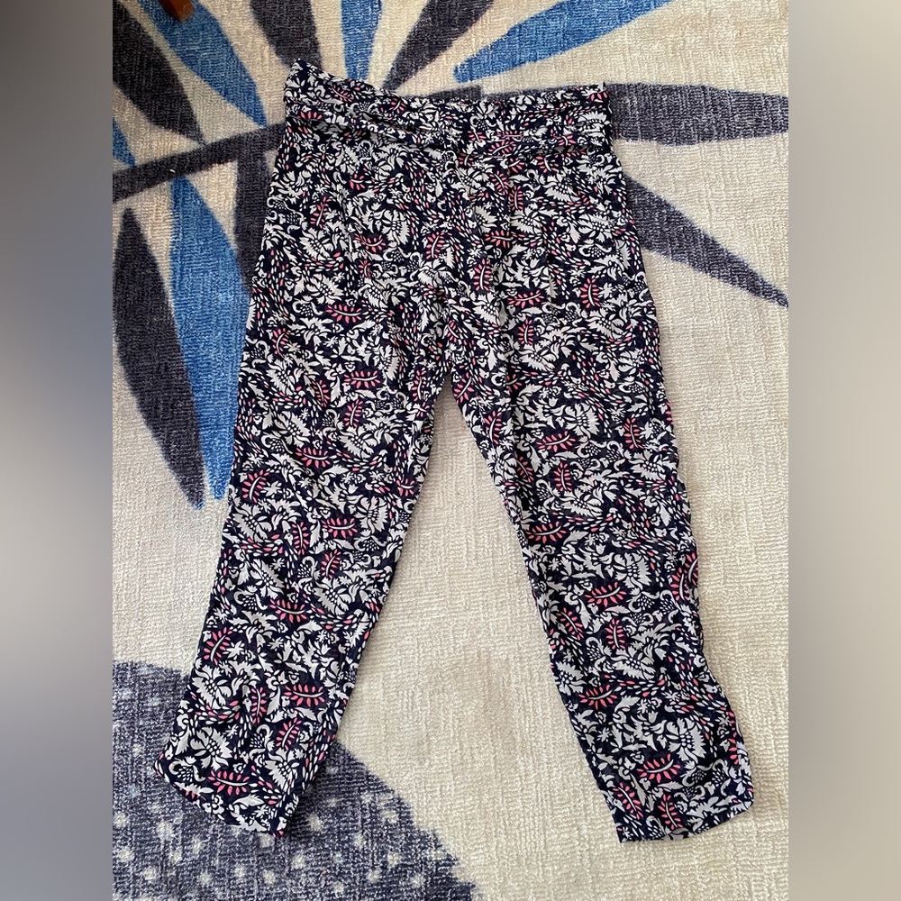 Chiffon patterned beach pant, ASOS size 14 NWT. Blue/pink/white floral pattern.